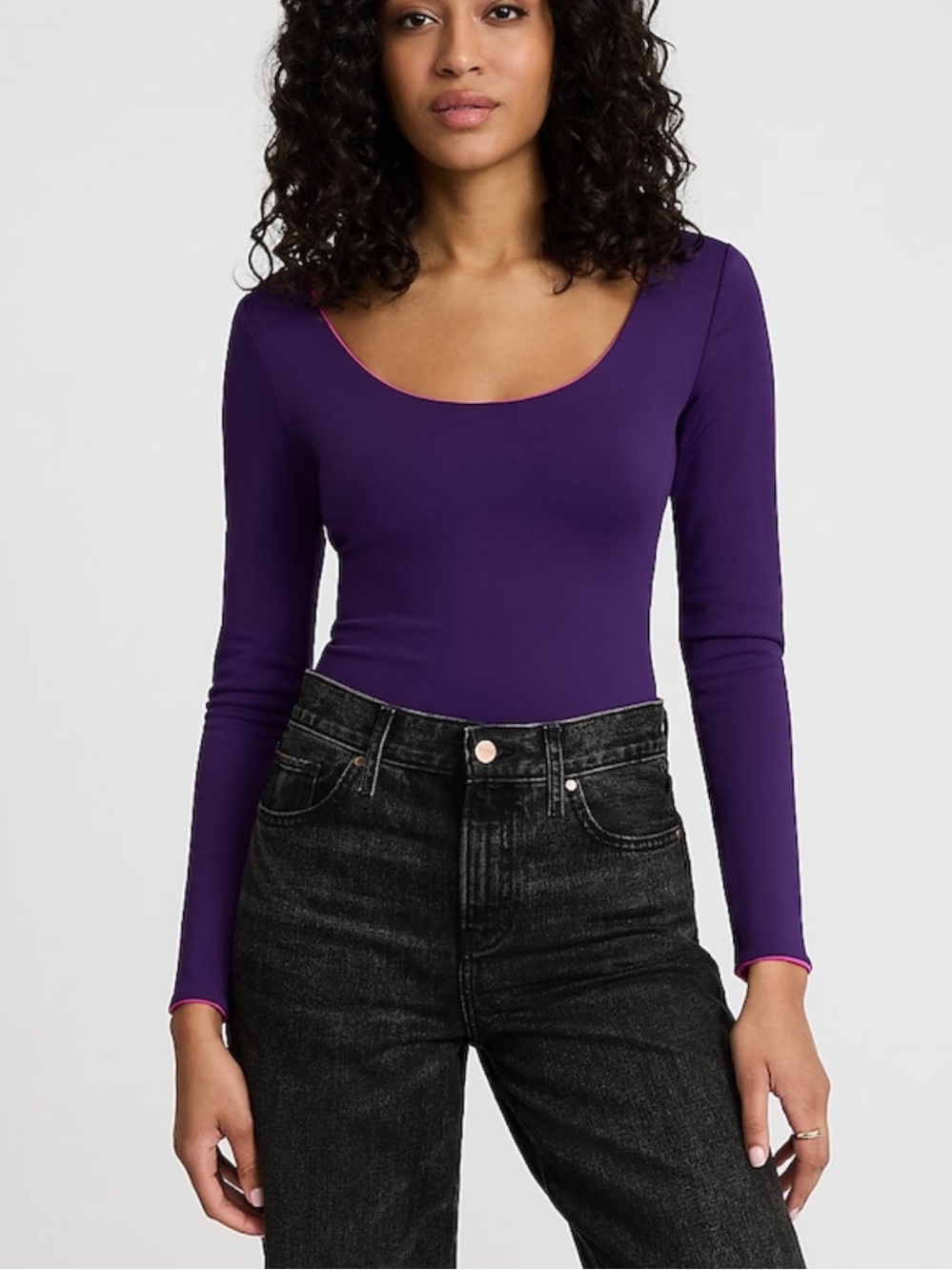 Express Pink and Purple Body Contour High Compression Reversible Scoop Neck Sz L - Picture 3 of 13